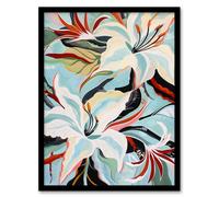 Artery8 Oriental Lily Flower Bouquet Abstract Floral Bedroom Artwork Framed Wall Art Print A4