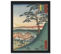 Artery8 Original Fuji Meguro Views of Edo Hiroshige Woodblock A4 Artwork Framed Wall Art Print in Black Artery8 Black