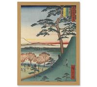 Artery8 Original Fuji Meguro Views of Edo Hiroshige Woodblock A4 Artwork Framed Wall Art Print in Light Oak Artery8 Light Oak