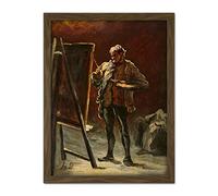 Artery8 Original Or Imitator Of Honore Daumier An Artist Painting Artwork Framed Wall Art Print 18X24 Inch