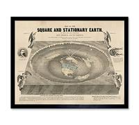Artery8 Orlando Ferguson Vintage Map of the Square and Stationary Earth Flat Earth Art Print Framed Poster Wall Decor 12x16 inch