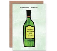 Artery8 Oscar Wilde Moderation Fatal Thing Excess Wine Greetings Card in Green Artery8 Green
