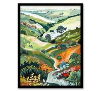 Artery8 Otley Chevin Forest Park Painting Trippy Summer Living Room Artwork Framed Wall Art Print 18X24 Inch