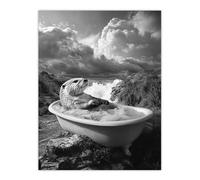Artery8 Otter Bath Riverbank Bathtub Bubble Bath Surreal Bathroom Toilet Large Wall Art Poster Print Thick Paper 18X24 Inch