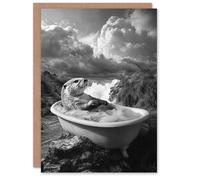 Artery8 Greeting Card Otter Bath Riverbank Bathtub Bubble Bath Surreal Blank For Him Or Her Art Birthday Card