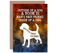 Artery8 Outside Book Dog Too Dark Read Groucho Marx Joke Greetings Card Artery8 Multicolor