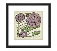 Artery8 Overbeck Arts Craft Floral Pattern Design 8X8 Inch Square Wooden Framed Wall Art Print Picture with Mount in Black Artery8 Black