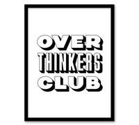 Artery8 Overthinkers Club Black & White Simple Modern Framed Wall Art Print | Size: A4 Artery8 White A4
