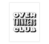 Artery8 Overthinkers Club Black & White Simple Modern Wall Art Print | Size: W12" x H16" Artery8 White W12" x H16"