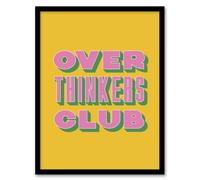 Artery8 Overthinkers Club Mustard Yellow Pink Retro Framed Wall Art Print | Size: W12" x H16" Artery8 Yellow W12" x H16"