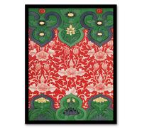 Artery8 Owen Jones Arabesque Floral Red Green Pattern Framed Wall Art Print | Size: A4 Artery8 Red A4