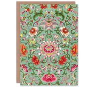 Artery8 Owen Jones Colourful Chinese Floral Pattern Blank Art Greeting Card