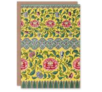 Artery8 Owen Jones Colourful Ornamental Flower Pattern Blank Art Greeting Card