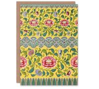 Artery8 Owen Jones Colourful Ornamental Flower Pattern Personalised Art Greeting Card