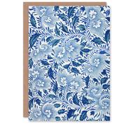Artery8 Owen Jones Elegant Ornamental Flower Pattern Art Greeting Card in Blue Artery8 Blue