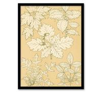Artery8 Owen Jones Framed Wall Art Oak Leaves & Acorns Vintage Botanical in Beige | Size: A4 Artery8 Beige A4