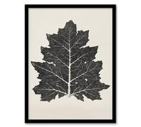 Artery8 Owen Jones Framed Wall Art Print Vintage Black & White Leaf Drawing in Beige | Size: A4 Artery8 Beige A4