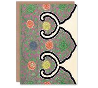 Artery8 Owen Jones Ornamental Flower Motif Pattern Personalised Art Greeting Card