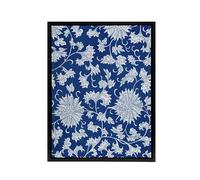 Artery8 Owen Jones Ornamental Flower Pattern in Blue Black Framed Canvas Wall Art Print 18x24