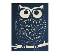 Artery8 Owl Bird Simple White Blue Block Print Design Living Room Extra Large XL Wall Art Poster Print