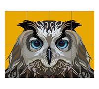 Artery8 Owl Illustration On Orange XL Giant Panel Poster (8 Sections)