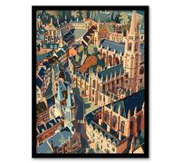 Artery8 Oxford Cityscape Artwork Christ Church Cathedral Framed Art Print in Beige | Size: A4 Artery8 Beige A4