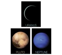 Artery8 Pack of 3 NASA Our Solar System Planets Uranus Neptune Dwarf Pluto Voyager 2 and New Horizons Images Unframed 18X24 Inch Wall Art Living Room Prints Set