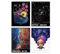 Artery8 Pack of 4 NASA James Webb Space Telescope Exoplanet Travel Carina Nebula Cosmic Cliffs Deep Field Images Unframed A4 Wall Art Living Room Prints Set