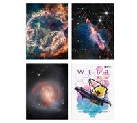 Artery8 Pack of 4 NASA James Webb Space Telescope Images Clash of the Titans NGC 3256 Cassiopeia A Forming Stars Unframed Wall Art Living Room Prints Artery8 Multicolor W12" x H16"