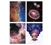 Artery8 Pack of 4 NASA James Webb Space Telescope Images Cosmic Cliffs Carina Nebula Cartwheel Galaxy Cosmic Tarantula Unframed A4 Wall Art Living Room Prints Set