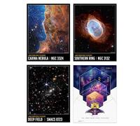 Artery8 Pack of 4 NASA James Webb Space Telescope Images Cosmic Cliffs Carina Nebula Southern Ring Nebula Deep Field Unframed A4 Wall Art Living Room Prints Set