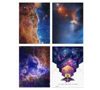 Artery8 Pack of 4 NASA James Webb Space Telescope Images Cosmic Cliffs Carina Nebula Stellar Lifecycle 30 Doradus Stars Unframed Wall Art Living Room Artery8 Multicolor W12" x H16"