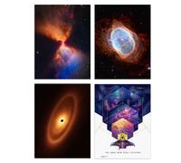 Artery8 Pack of 4 NASA James Webb Space Telescope Images Fiery Hourglass Protostar Fomalhaut System Southern Ring Nebula Unframed A4 Wall Art Living Room Prints Set