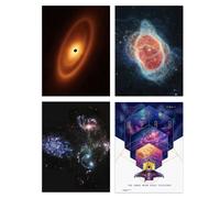 Artery8 Pack of 4 NASA James Webb Space Telescope Images Fomalhaut Southern Ring Nebula Stephan's Quintet Galaxies Unframed 12X16 Inch Wall Art Living Room Prints Set
