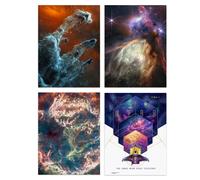 Artery8 Pack of 4 NASA James Webb Space Telescope Pillars of Creation Rho Ophiuchi Cloud Complex Cassiopeia A Images Unframed A4 Wall Art Living Room Prints Set