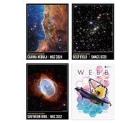 Artery8 Pack of 4 NASA James Webb Space Telescope Southern Ring Carina Nebula Cosmic Cliffs Deep Field Images Unframed 12X16 Inch Wall Art Living Room Prints Set