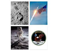 Artery8 Pack of 4 NASA Spaceship Apollo 11 Mission Moon Landing 50th Anniversary Astronaut Aldrin Armstrong Bootprint Unframed Wall Art Living Room Artery8 Multicolor W12" x H16"