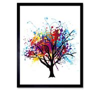 Artery8 Paint Abstract Tree Rainbow Home Decor 12x16" Framed Art Print | Size: W12" x H16" Artery8 Multicolor W12" x H16"