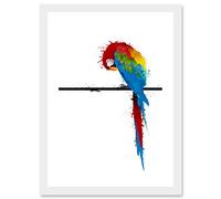Artery8 Paint Splat Parrot Bird Nature A4 Artwork Framed Wall Art Print