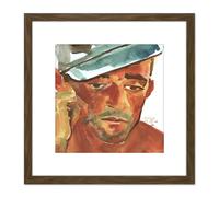 Artery8 Painting 1946 Cairo Picture 8X8 Inch Square Wooden Framed Wall Art Print Picture with Mount in Brown Artery8 Brown