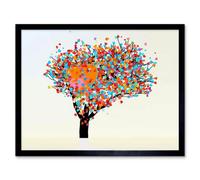 Artery8 Painting Abstract Tree Love Heart Leaves 12X16" Framed Wall Art Print