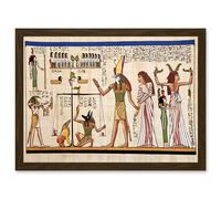 Artery8 Painting Ancient Egyptian Heiroglyphics Horus Thoth Anubis Mural A4 Artwork Framed Wall Art Print in Brown Artery8 Brown
