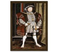 Painting Antique Holbein Junior Henry Tudor VIII King England Artwork Framed Wall Art Print A4 Artery8 Brown One Size