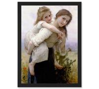 Artery8 Painting Bouguereau Pleasant Burden Old Master Artwork Framed Wall Art Print A4 in Black Artery8 Black