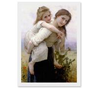 Artery8 Painting Bouguereau Pleasant Burden Old Master Artwork Framed Wall Art Print A4 in White Artery8 White
