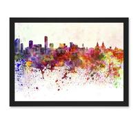Artery8 Painting Cityscape Liverpool Skyline Paint Splash A4 Artwork Framed Wall Art Print