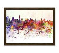 Artery8 Painting Cityscape Liverpool Skyline Paint Splash A4 Artwork Framed Wall Art Print