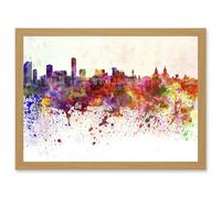 Artery8 Painting Cityscape Liverpool Skyline Paint Splash A4 Artwork Framed Wall Art Print
