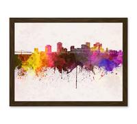 Artery8 Painting Cityscape New Orleans Skyline Paint Splash Artwork Framed Wall Art Print A4 in Brown Artery8 Brown