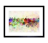 Artery8 Painting Cityscape Paint Splash Skyline Berlin 12X16" Framed Wall Art Print